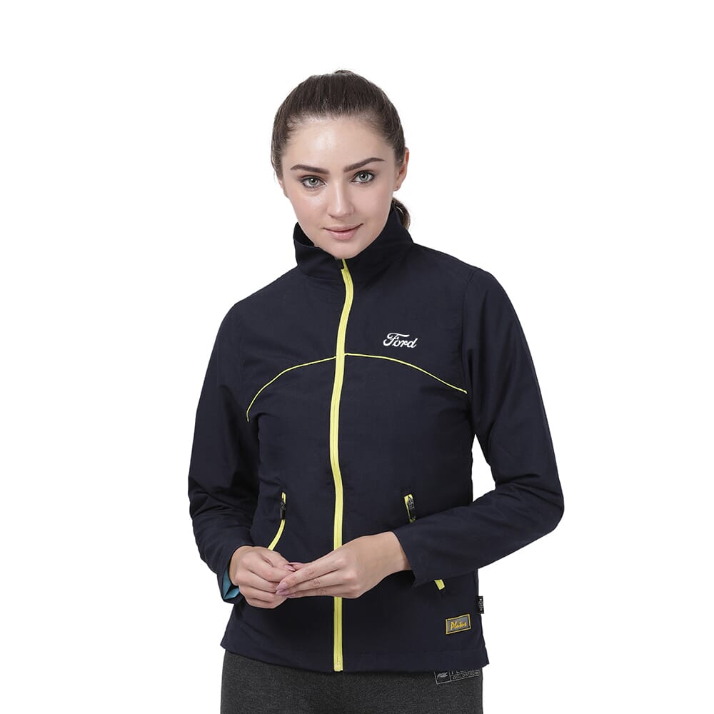 Plutus Wome n Solid Polyester Sports Jacket Dark Blue